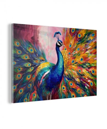 plexiglas 5mm - Pauw - Dieren - Schilderij - Regenboog