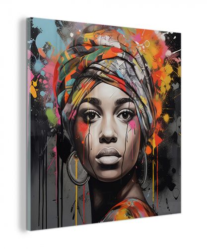 plexiglas 5mm - Vrouw - Hoofddoek - Graffiti - Zwart