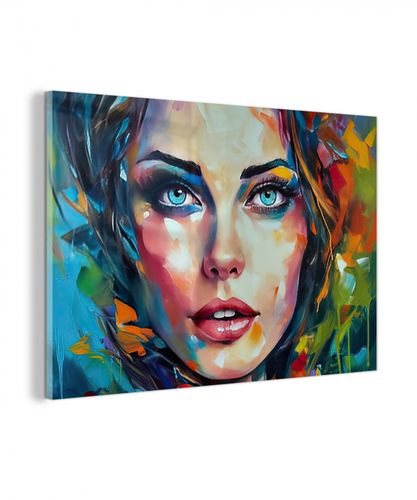 plexiglas 5mm - Gezicht - Vrouw - Olieverf - Kleurrijk - Kunst