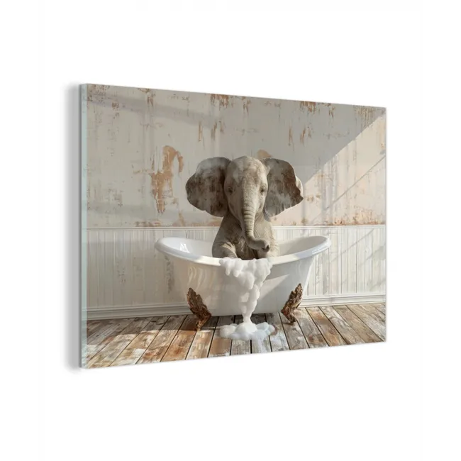 Vintage - Olifant - Badkuip - Schuim - Wilde dieren plexiglas 5mm klein -z3d