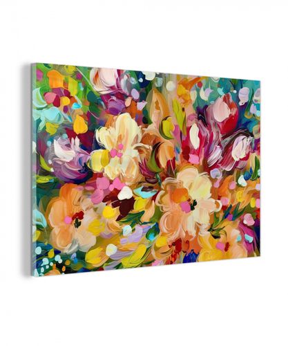 plexiglas 5mm - Schilderij - Olieverf - Bloemen - Regenboog