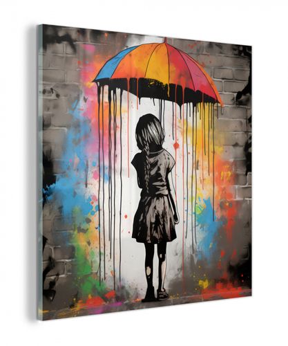 plexiglas 5mm - Meisje - Kunst - Paraplu - Graffiti - Kleuren - Muur