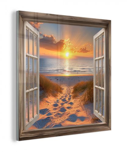 plexiglas 5mm - Doorkijk - Strand - Duinen - Zonsondergang