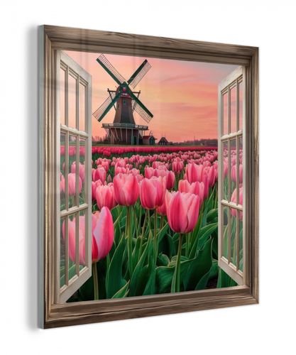 plexiglas 5mm - Doorkijk - Tulpen - Bloemen - Molen - Raam