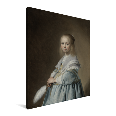 Portret van een meisje in het blauw - Schilderij van Johannes Cornelisz Verspronck Canvas