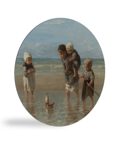 Kinderen der zee - Schilderij van Jozef Israëls wandcirkel 
