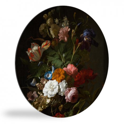 Vaas met bloemen - Schilderij van Rachel Ruysch wandcirkel 