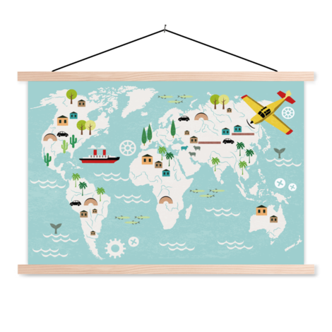 frequentie touw opwinding Voor de allerkleinste textielposter - Wereldkaart op schoolplaat -  Wereldkaarten | Bestel nú bij FotoOpGlas