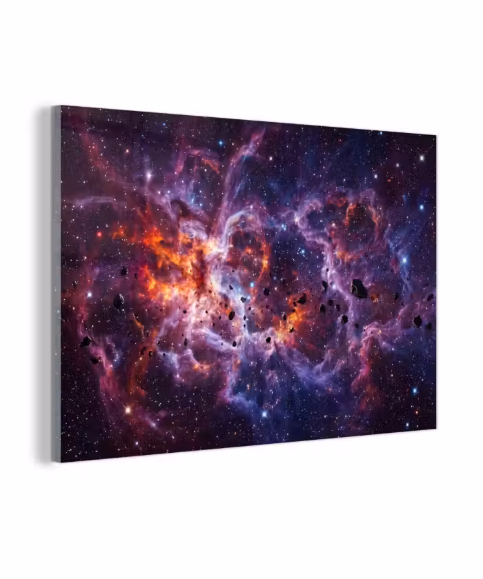 Glas schilderij - Space - Stars - Abstract - Colorful