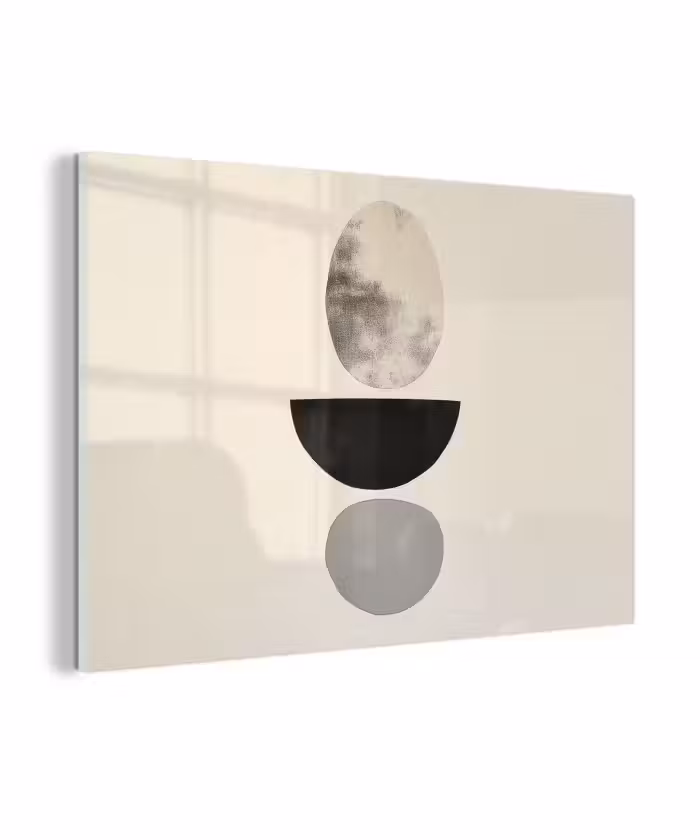 Glas schilderij - Beige - Japandi - Wabi sabi