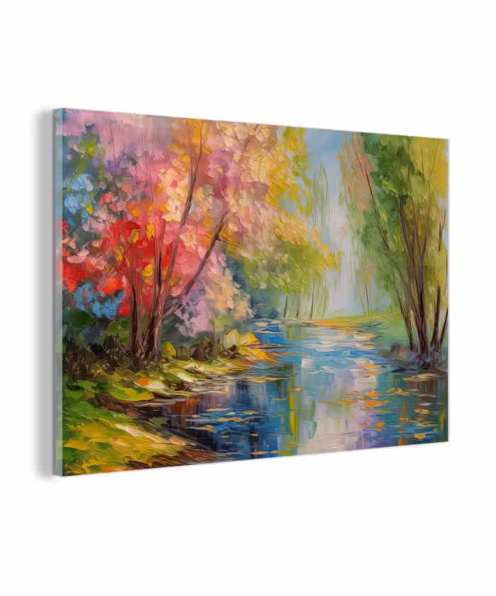 Glas schilderij - Olieverf - Landschap - Natuur - Kleurrijk