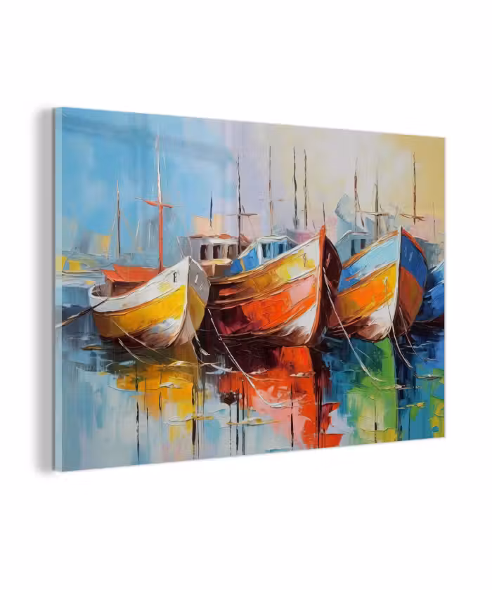 Glas schilderij - Boten - Kunst - Kleuren - Schilderij