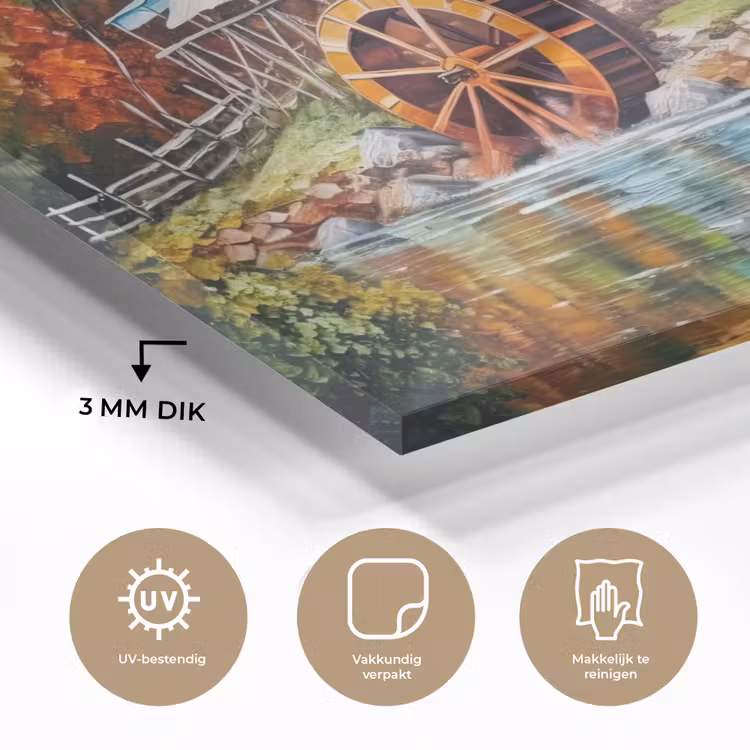 Glas schilderij - Landschap - Schilderij - Huis - Kunst - Herfst — 3
