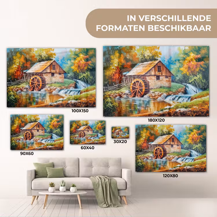 Glas schilderij - Landschap - Schilderij - Huis - Kunst - Herfst — 4