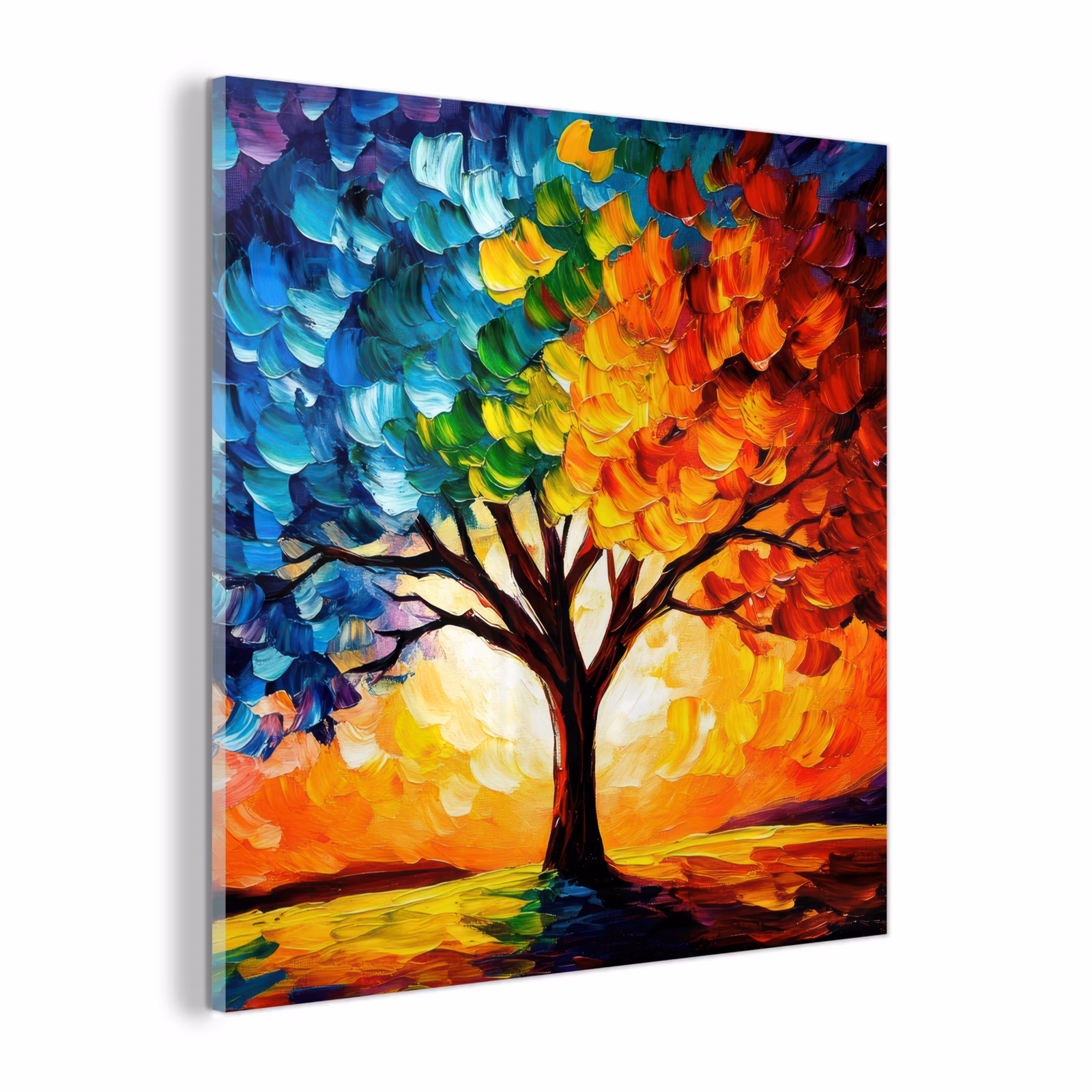 Glas schilderij - Boom - Kunst - Natuur - Zonsondergang — 1