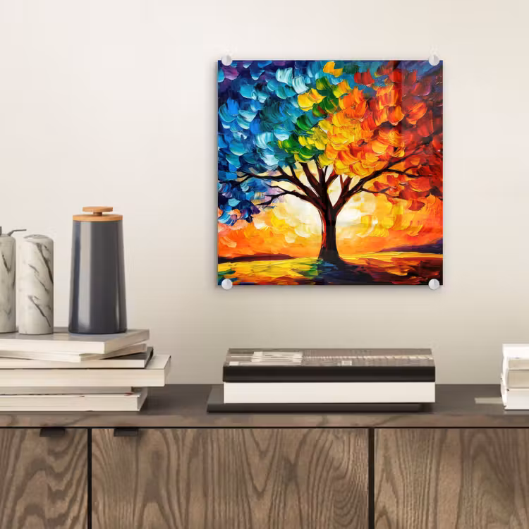 Glas schilderij - Boom - Kunst - Natuur - Zonsondergang — 2