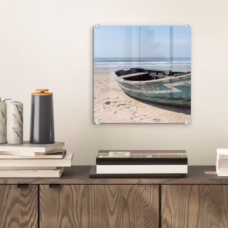 Glas schilderij - Boot - Zandstrand - Zee — 2