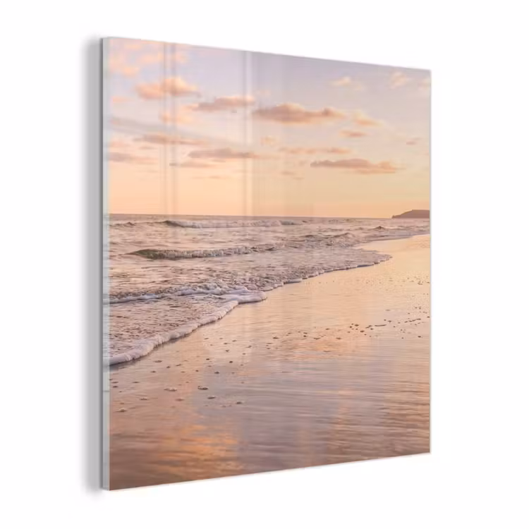 Glas schilderij - Strand - Branding - Wolken — 1