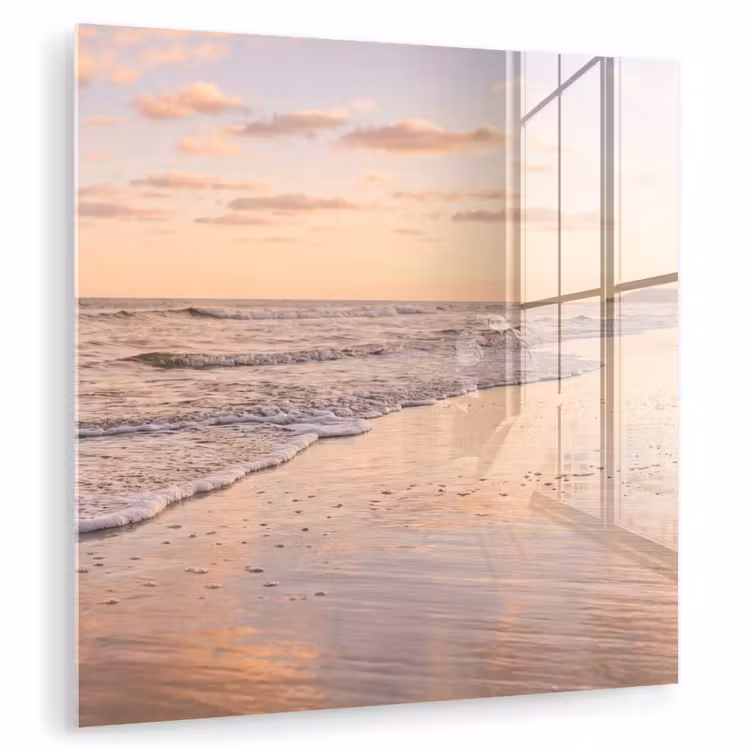 Glas schilderij - Strand - Branding - Wolken — 3