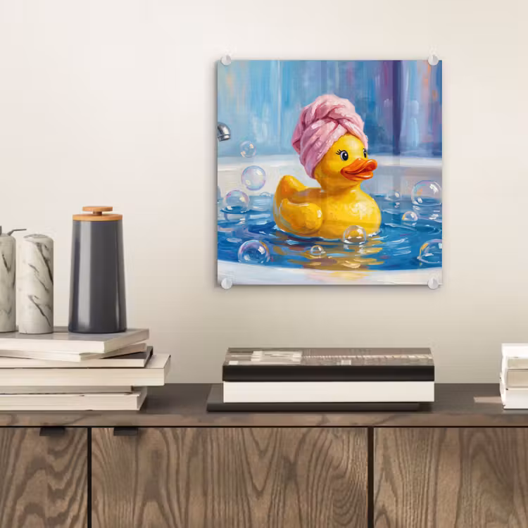 Glas schilderij - Creatief - Badeend - Kleurrijk — 2