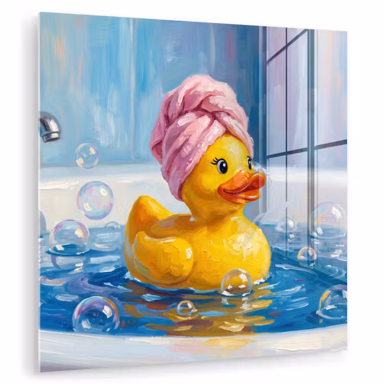 Glas schilderij - Creatief - Badeend - Kleurrijk — 3