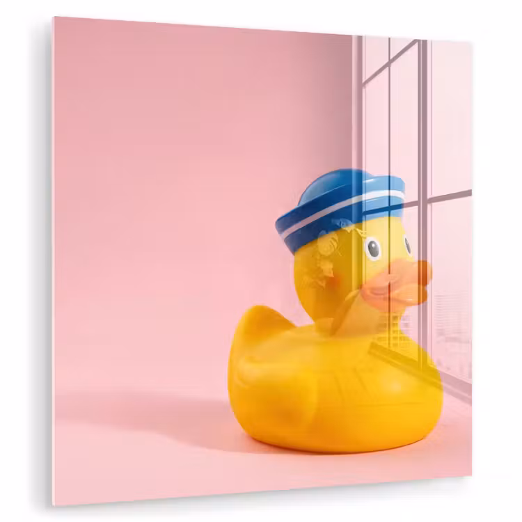 Glas schilderij - Matroos - Eend - Roze — 3