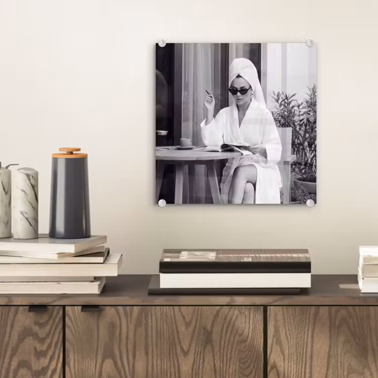 Glas schilderij - Modern - Vrouw - Zwart - Wit — 2