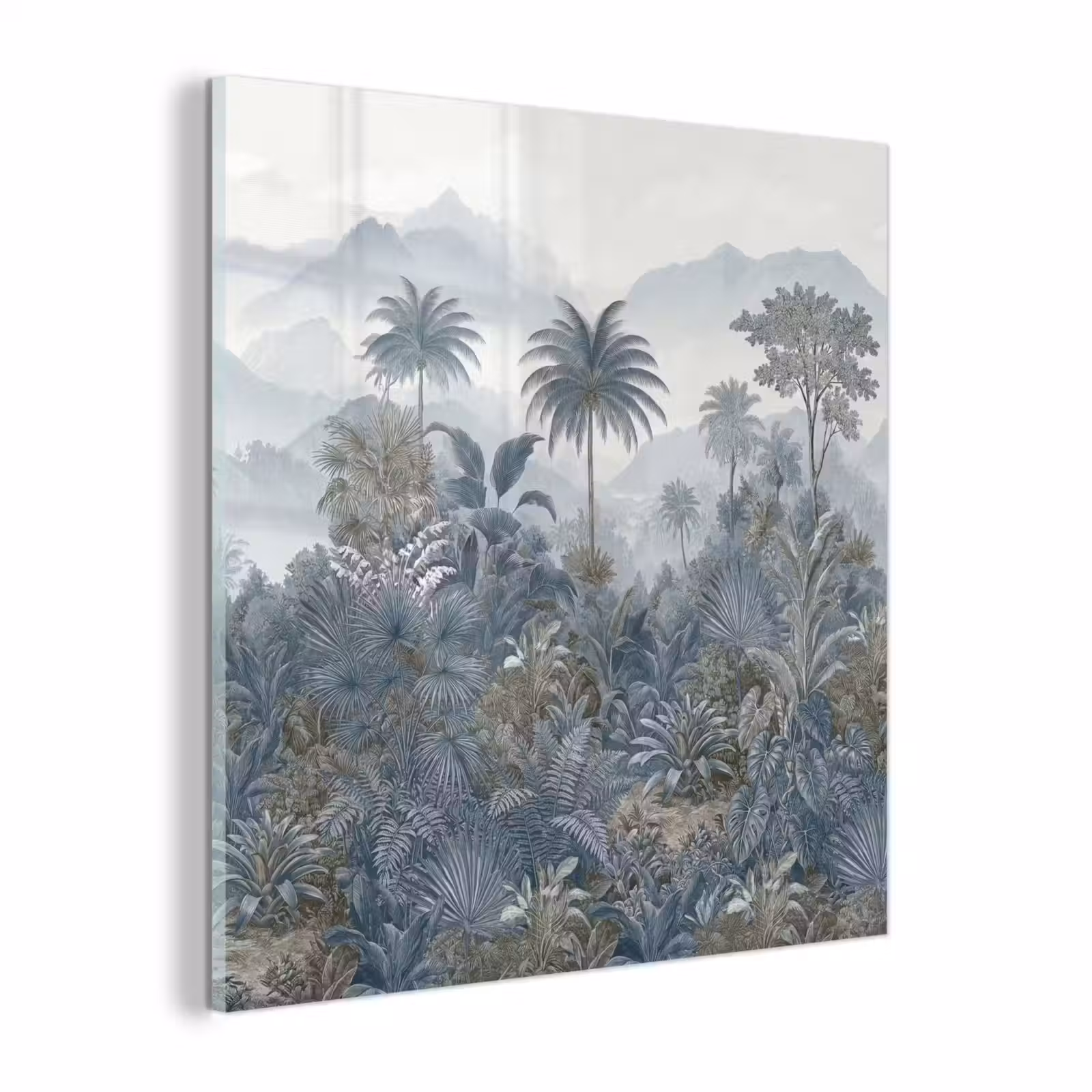 Glas schilderij - Jungle - Landschap - Blauw — 1