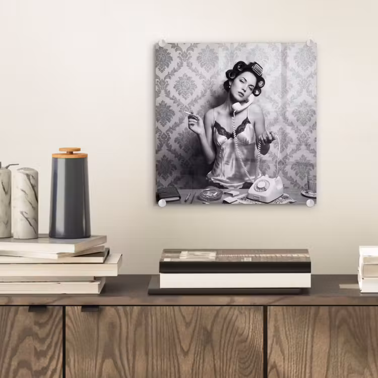Glas schilderij - Chic - Vrouw - Zwart - Wit — 2