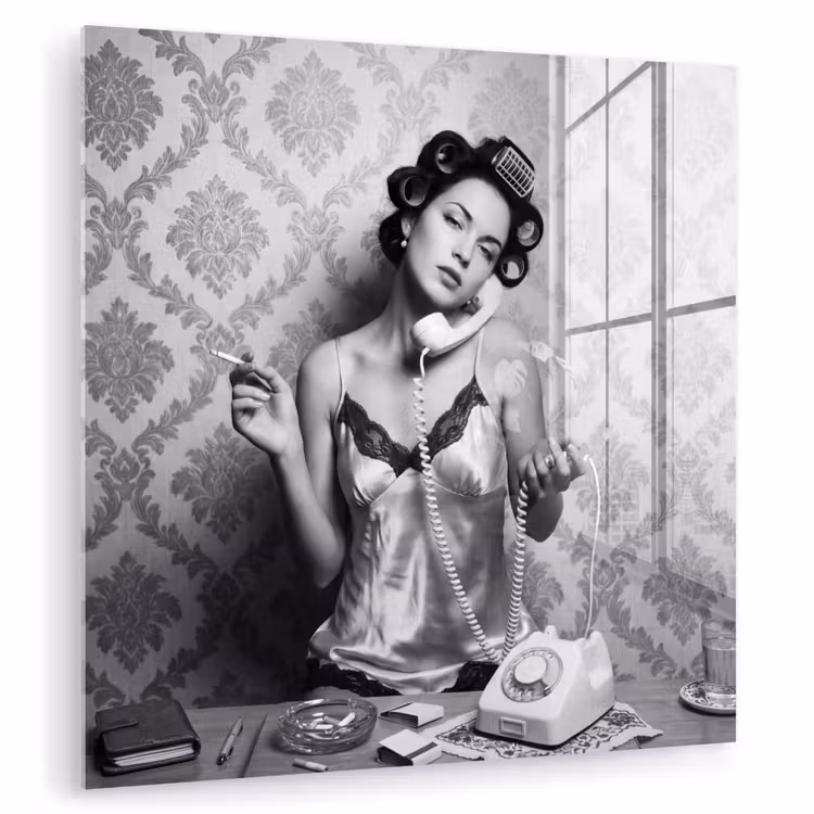 Glas schilderij - Chic - Vrouw - Zwart - Wit — 3