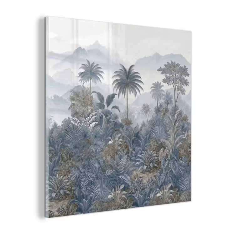 Glas schilderij - Jungle - Landschap - Blauw — 1