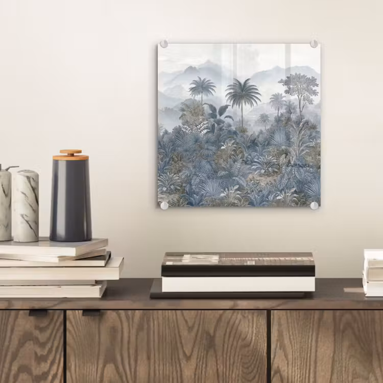 Glas schilderij - Jungle - Landschap - Blauw — 2