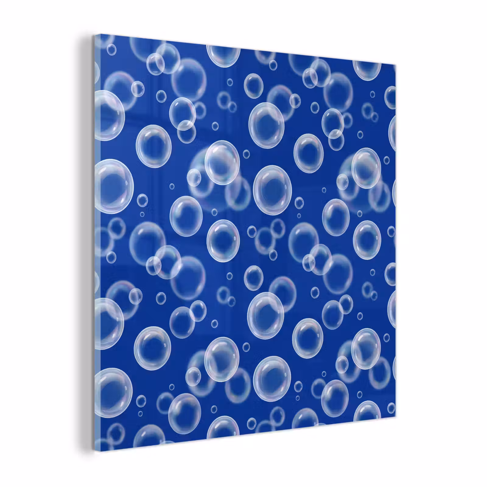Glas schilderij - Bubbels - Patroon - Blauw — 1
