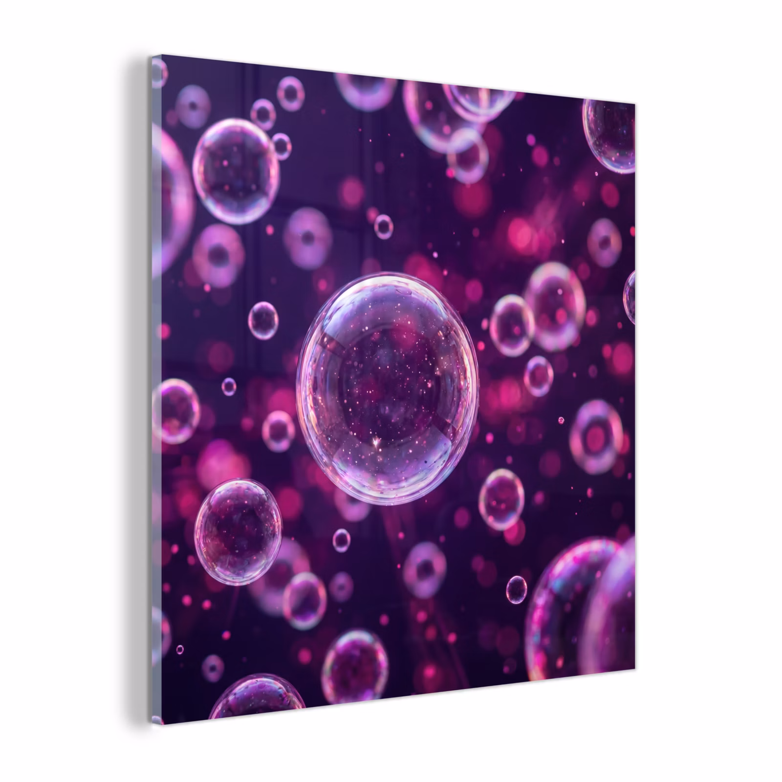 Glas schilderij - Paars - Bubbels - Schuim — 1