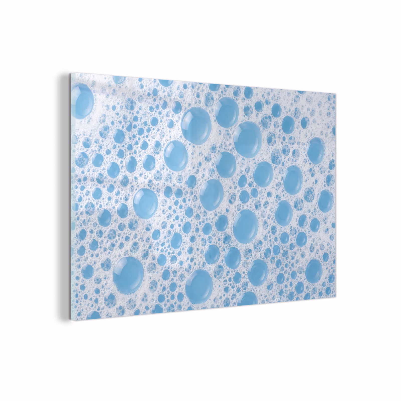 Glas schilderij - Schuim - Bubbels - Blauw — 1