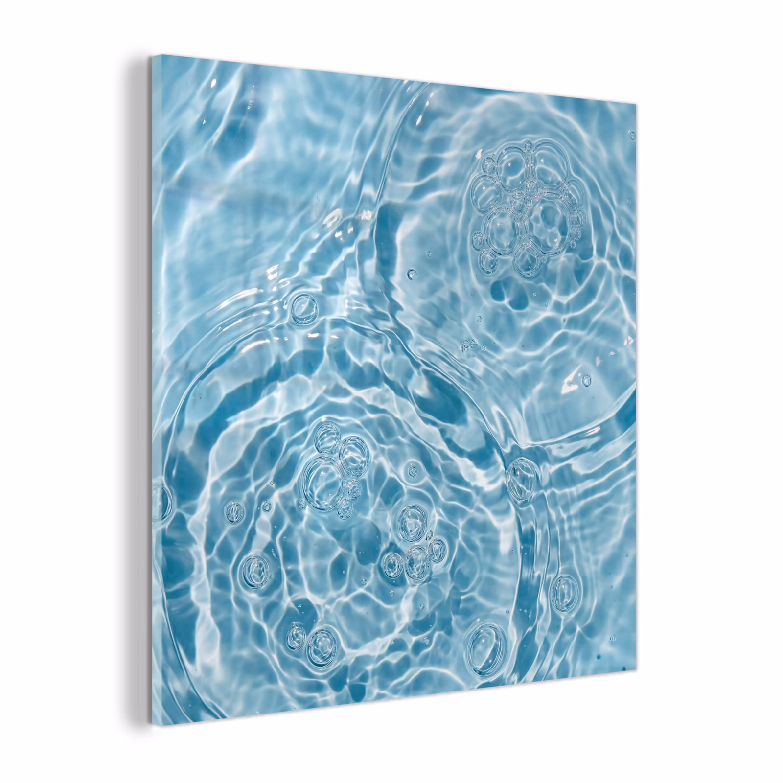 Glas schilderij - Water - Blauw - bubbels — 1