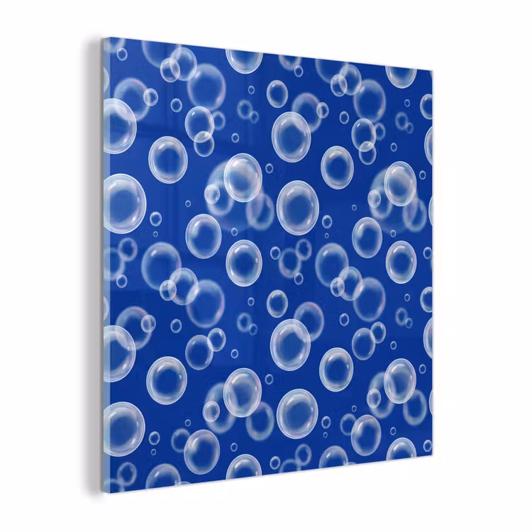 Glas schilderij - Bubbels - Patroon - Blauw — 1