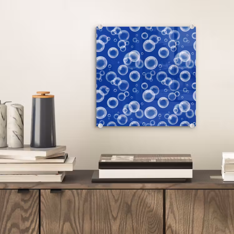 Glas schilderij - Bubbels - Patroon - Blauw — 2