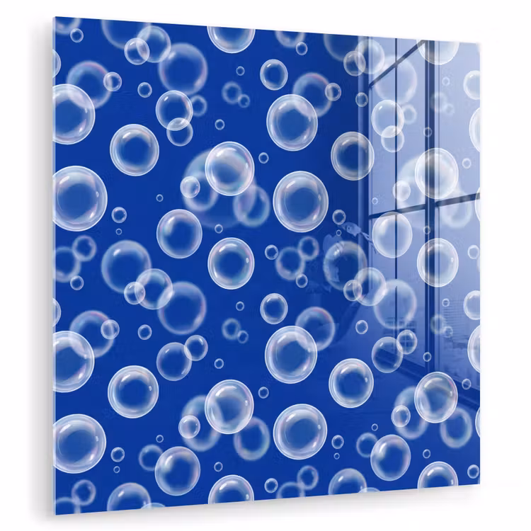 Glas schilderij - Bubbels - Patroon - Blauw — 3