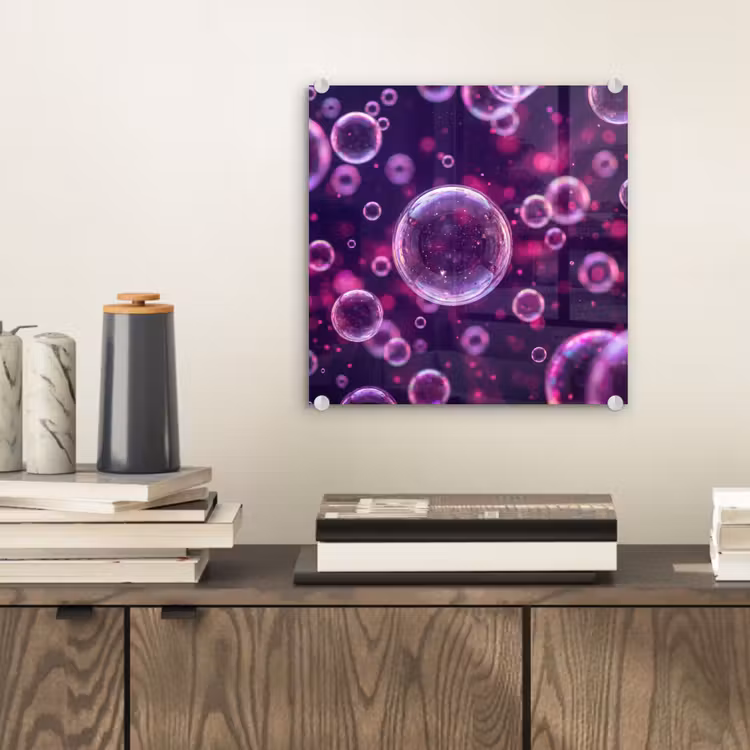 Glas schilderij - Paars - Bubbels - Schuim — 2