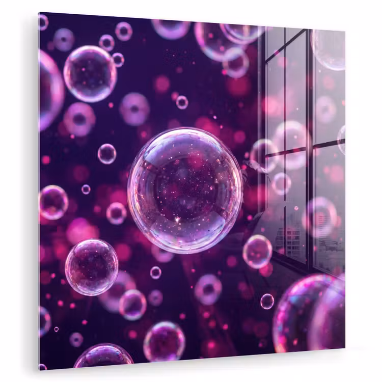 Glas schilderij - Paars - Bubbels - Schuim — 3