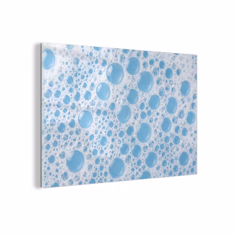 Glas schilderij - Schuim - Bubbels - Blauw — 1
