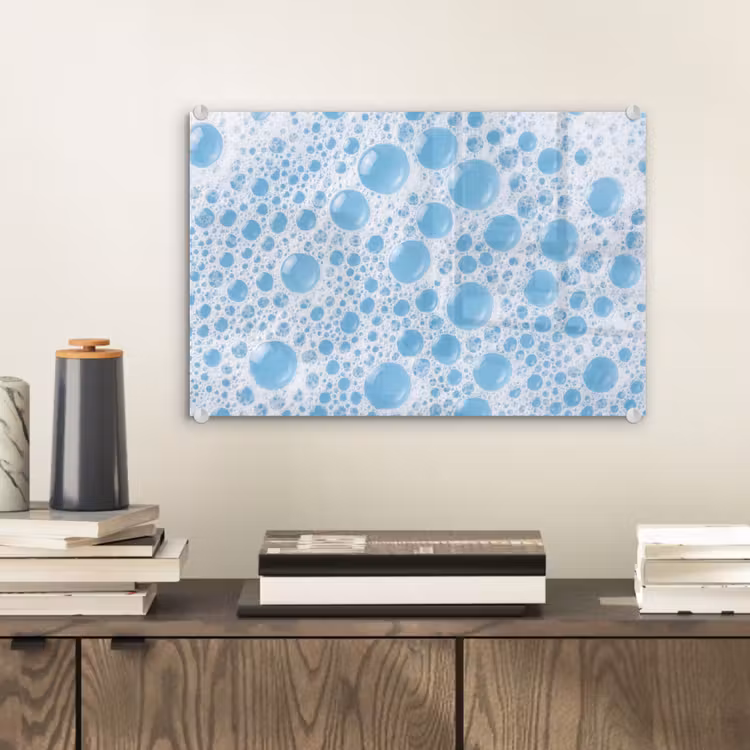 Glas schilderij - Schuim - Bubbels - Blauw — 2