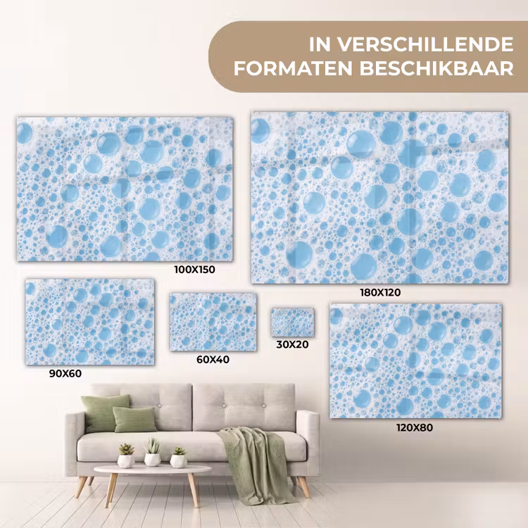Glas schilderij - Schuim - Bubbels - Blauw — 4
