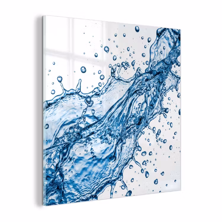 Glas schilderij - Spash - Water - Blauw — 1