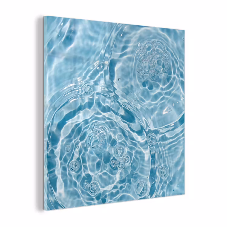 Glas schilderij - Water - Blauw - bubbels — 1