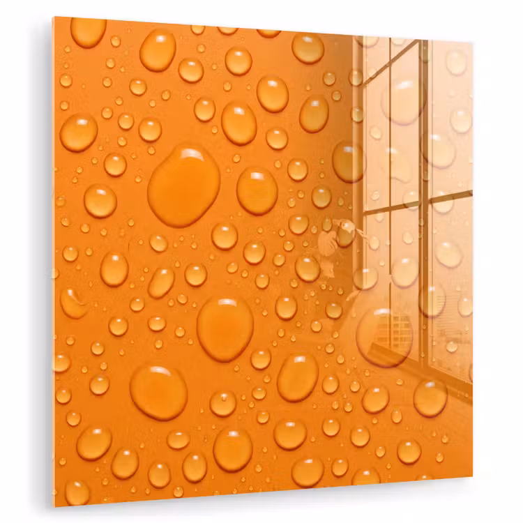 Glas schilderij - Water - Druppels - Oranje — 3