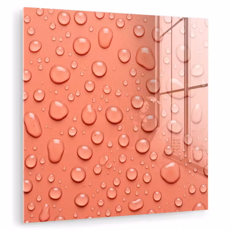 Glas schilderij - Water - Druppels - Roze — 3