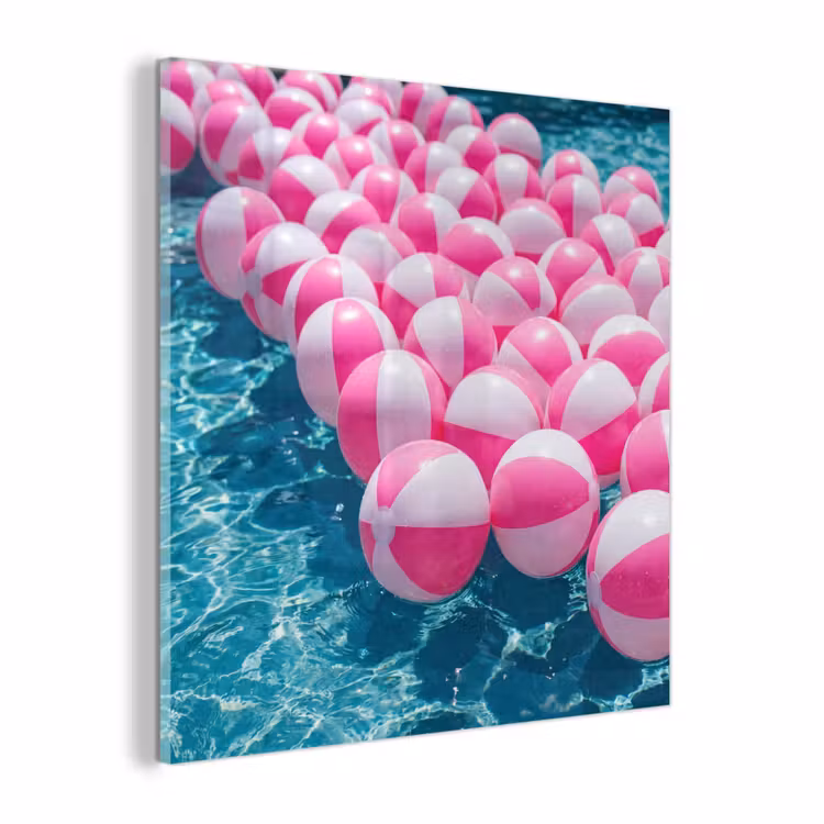 Glas schilderij - Strandballen - Roze - Water — 1
