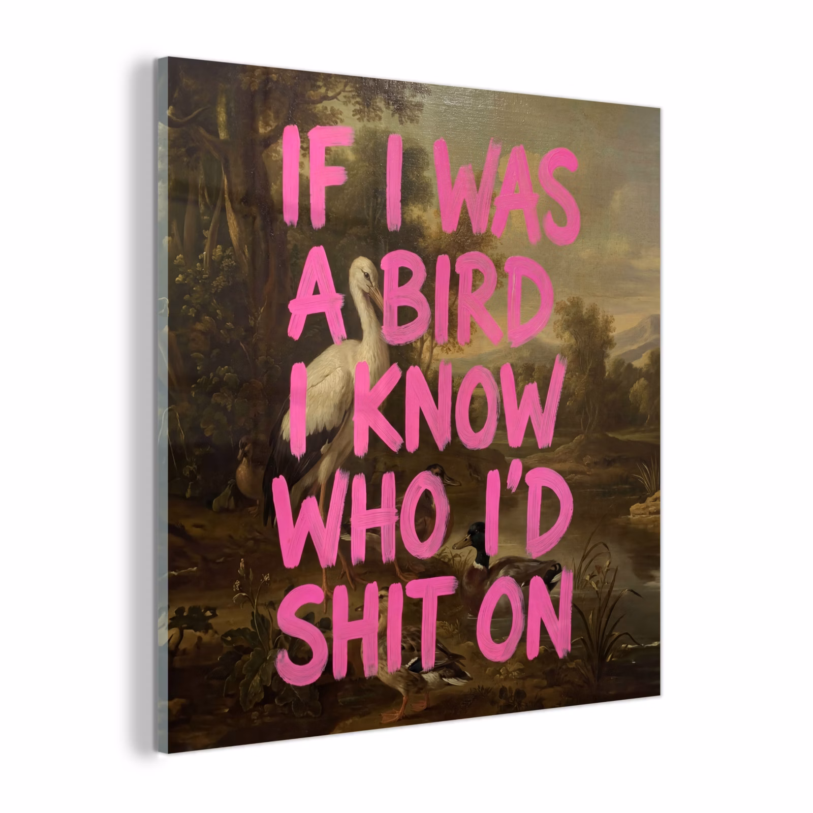 Glas schilderij - Klassiek - Humor - Roze — 1